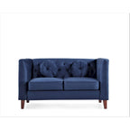 Sofá biplaza Chesterfield clásico de terciopelo de US PRIDE FURNITURE con patas de madera