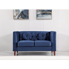 Sofá biplaza Chesterfield clásico de terciopelo de US PRIDE FURNITURE con patas de madera