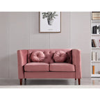 Sofá biplaza Chesterfield clásico de terciopelo de US PRIDE FURNITURE con patas de madera