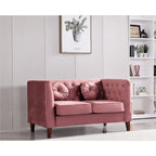 Sofá biplaza Chesterfield clásico de terciopelo de US PRIDE FURNITURE con patas de madera
