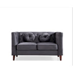 Sofá biplaza Chesterfield clásico de terciopelo de US PRIDE FURNITURE con patas de madera