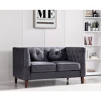 Sofá biplaza Chesterfield clásico de terciopelo de US PRIDE FURNITURE con patas de madera