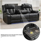 Ensemble de canapés inclinables électriques 6 places avec position zéro gravité, haut-parleur de basses, chargeur sans fil, ports USB/Type-C, éclairage LED et porte-gobelets, gris