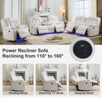 Ensemble de canapés inclinables électriques 6 places avec position zéro gravité, haut-parleur de basses, chargeur sans fil, ports USB/Type-C, éclairage LED et porte-gobelets, gris