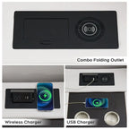 Ensemble de canapés inclinables électriques 6 places avec position zéro gravité, haut-parleur de basses, chargeur sans fil, ports USB/Type-C, éclairage LED et porte-gobelets, gris