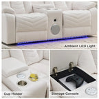 Ensemble de canapés inclinables électriques 6 places avec position zéro gravité, haut-parleur de basses, chargeur sans fil, ports USB/Type-C, éclairage LED et porte-gobelets, gris