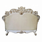 Divanetto Antoine, intagliato, similpelle color champagne, bianco perla, 70 Inch