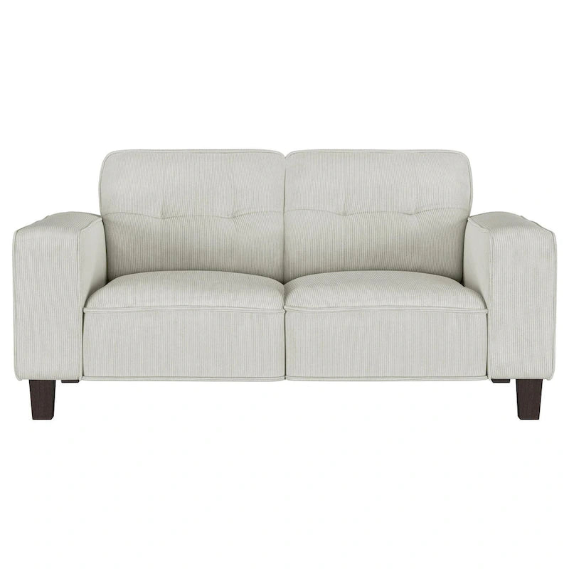 Sofá de dos plazas Dero, 58 pulgadas, pana sintética gris claro, brazos rectos modernos