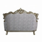 Divanetto Royale, 3 cuscini, tessuto grigio, legno color bronzo anticato, 73 Inch