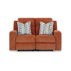 Genna manueller Relax-Loveseat, orangefarbenes Polyester, 2 Kissen, 64 Zoll