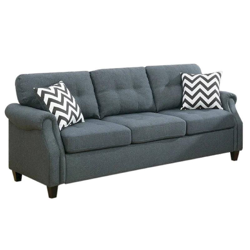 Juego de sofá moderno de 2 piezas, loveseat y almohadas, consola USB, portavasos, gris