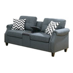 Juego de sofá moderno de 2 piezas, loveseat y almohadas, consola USB, portavasos, gris