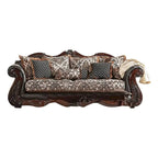 Ammy 2-teiliges Sofa-Loveseat-Set aus dunkelbraunem Kunstleder mit 5 Zierkissen