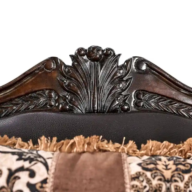 Ammy 2-teiliges Sofa-Loveseat-Set aus dunkelbraunem Kunstleder mit 5 Zierkissen