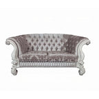 Kai loveseat, 5 kussens, getufte ivoorkleurige stof, gebogen details, wit, 76 Inch