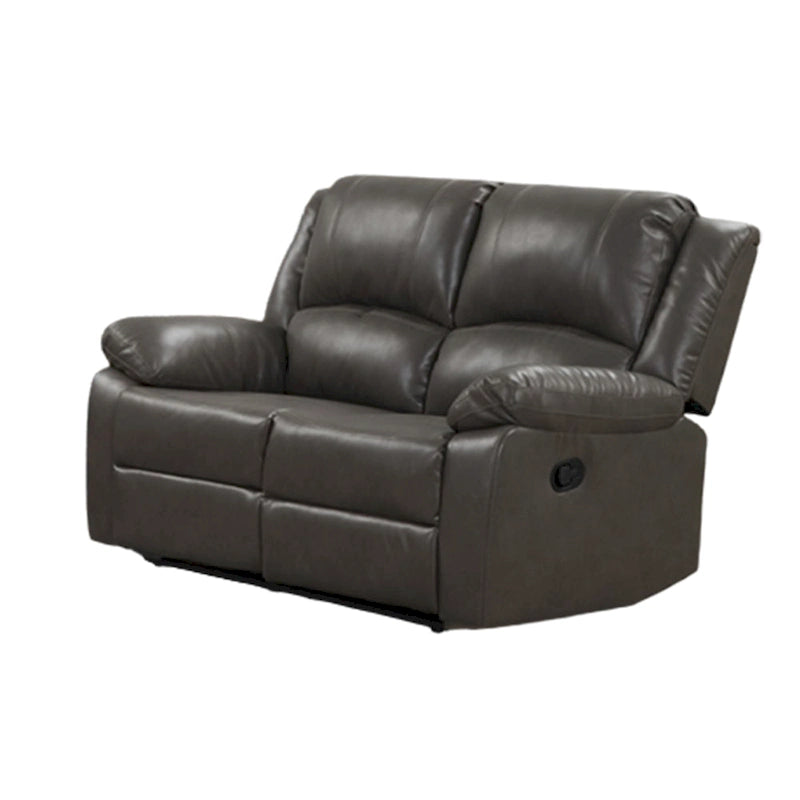 Lizzy Sofa- und Loveseat-Garnitur, manuelle Relaxfunktion, Massivholz, graues Leder