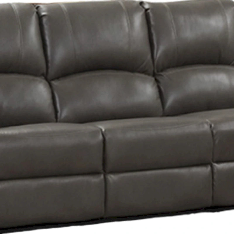 Lizzy Sofa- und Loveseat-Garnitur, manuelle Relaxfunktion, Massivholz, graues Leder