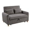 Tina 54 Inch Convertible Sleeper Loveseat, Round Arms, 2 Pillows, Brown