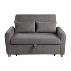 Sofá biplaza cama convertible Tina de 54 pulgadas, brazos redondeados, 2 cojines, marrón