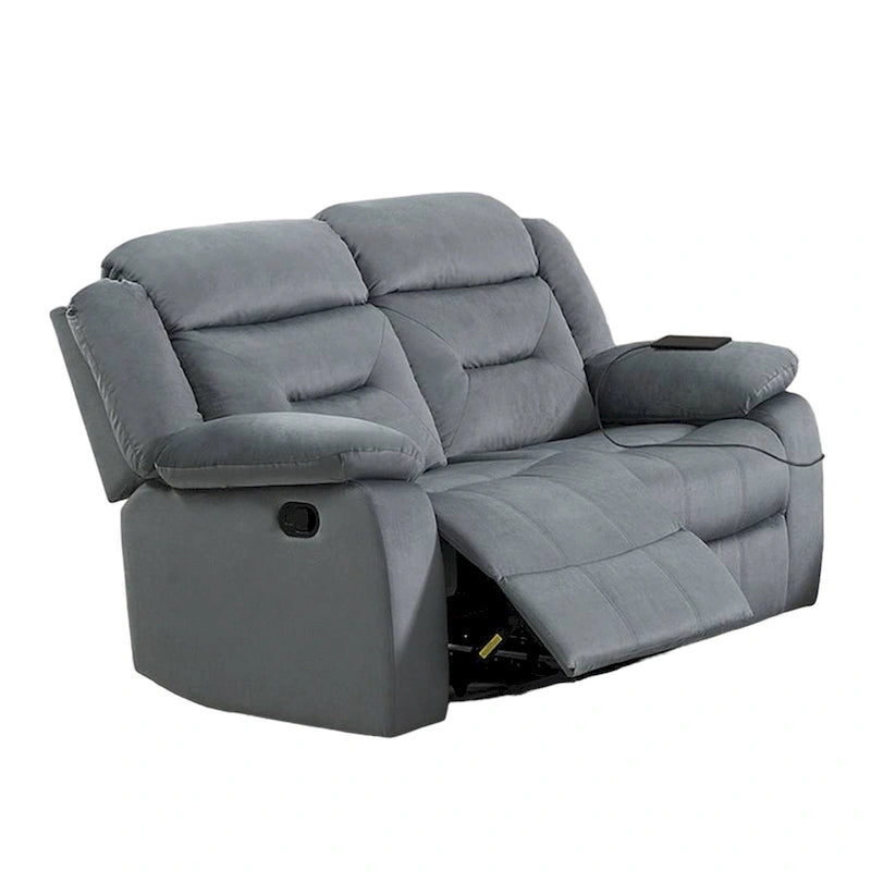 Niko kézi döntésű kétszemélyes kanapé, világosszürke bársony, tömörfa, 60 Inch