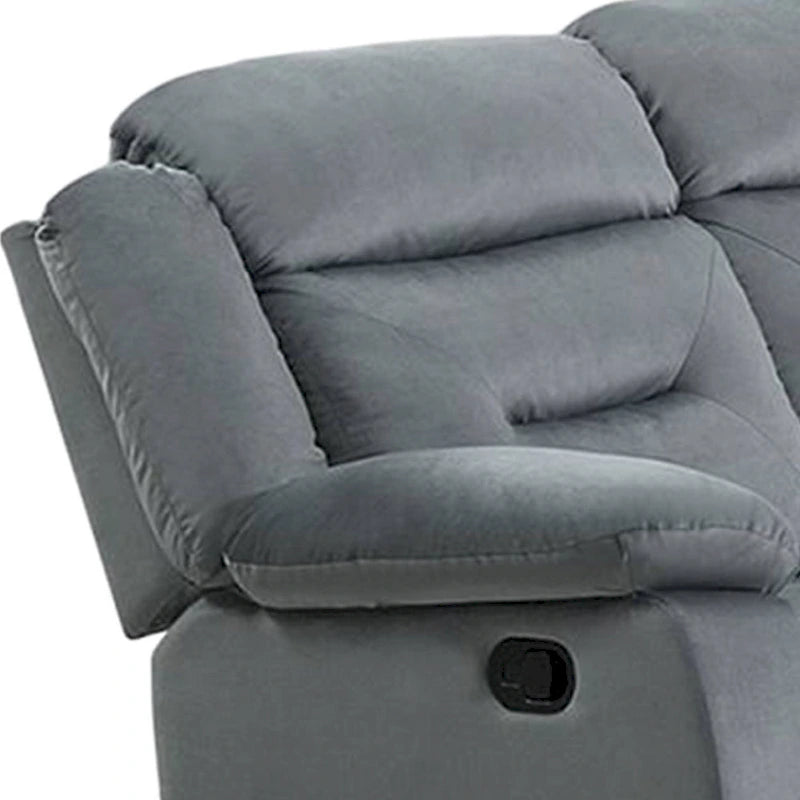 Niko kézi döntésű kétszemélyes kanapé, világosszürke bársony, tömörfa, 60 Inch