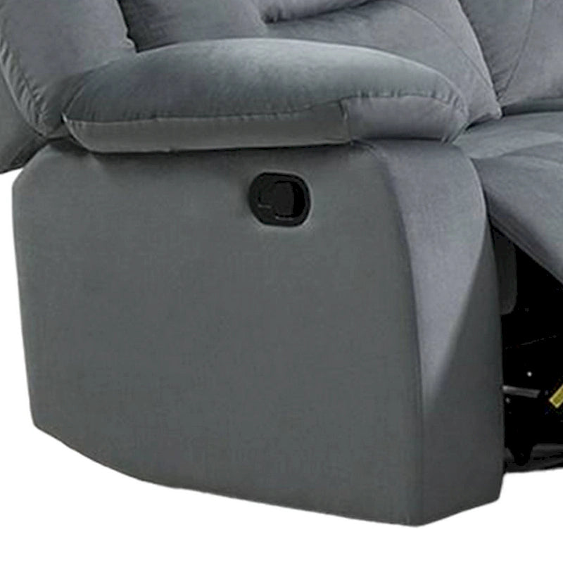 Niko kézi döntésű kétszemélyes kanapé, világosszürke bársony, tömörfa, 60 Inch