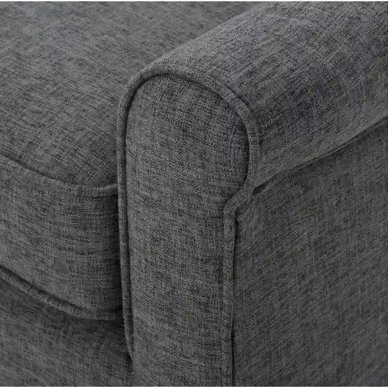 Causeuse, polyester gris lisse capitonné de 50 pouces, bois brun naturel