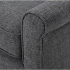Causeuse, polyester gris lisse capitonné de 50 pouces, bois brun naturel