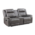Viann dubbele handmatig verstelbare loveseat, console met bekerhouders, grijs, 76 inch