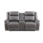 Viann dubbele handmatig verstelbare loveseat, console met bekerhouders, grijs, 76 inch