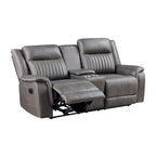 Viann dubbele handmatig verstelbare loveseat, console met bekerhouders, grijs, 76 inch