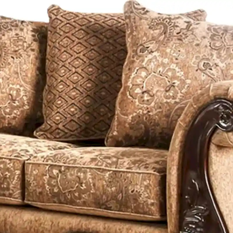 Conjunto de sofá y sofá de dos plazas Nican de 2 piezas, cuero sintético dorado tostado, 8 cojines decorativos