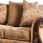 Conjunto de sofá y sofá de dos plazas Nican de 2 piezas, cuero sintético dorado tostado, 8 cojines decorativos