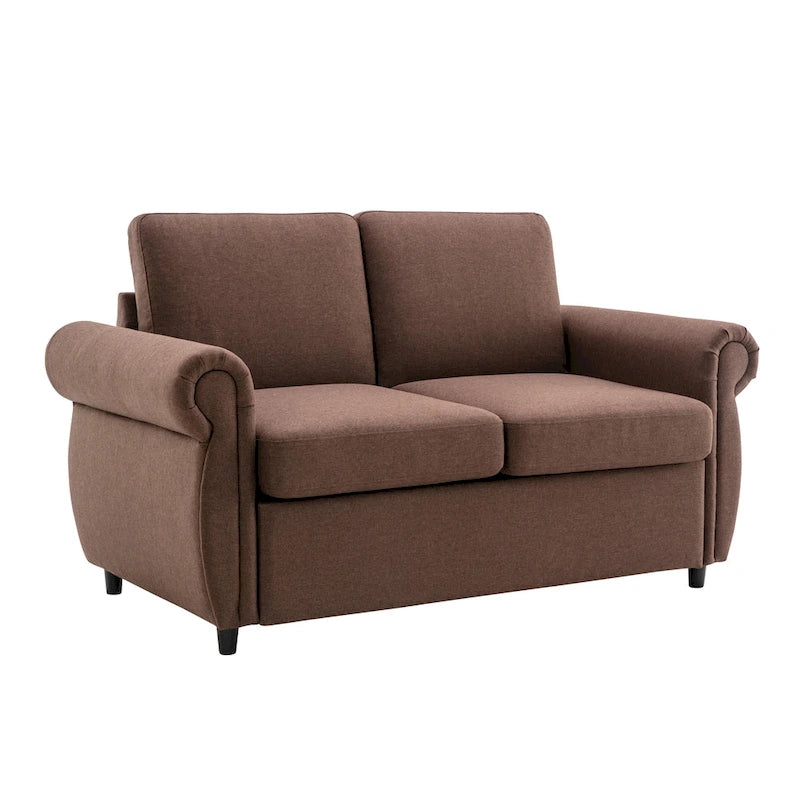 Roomfitters 57.9 uitschuifbare slaapbank-loveseat met matras van traagschuim in tweepersoonsformaat en twee USB-oplaadpoorten