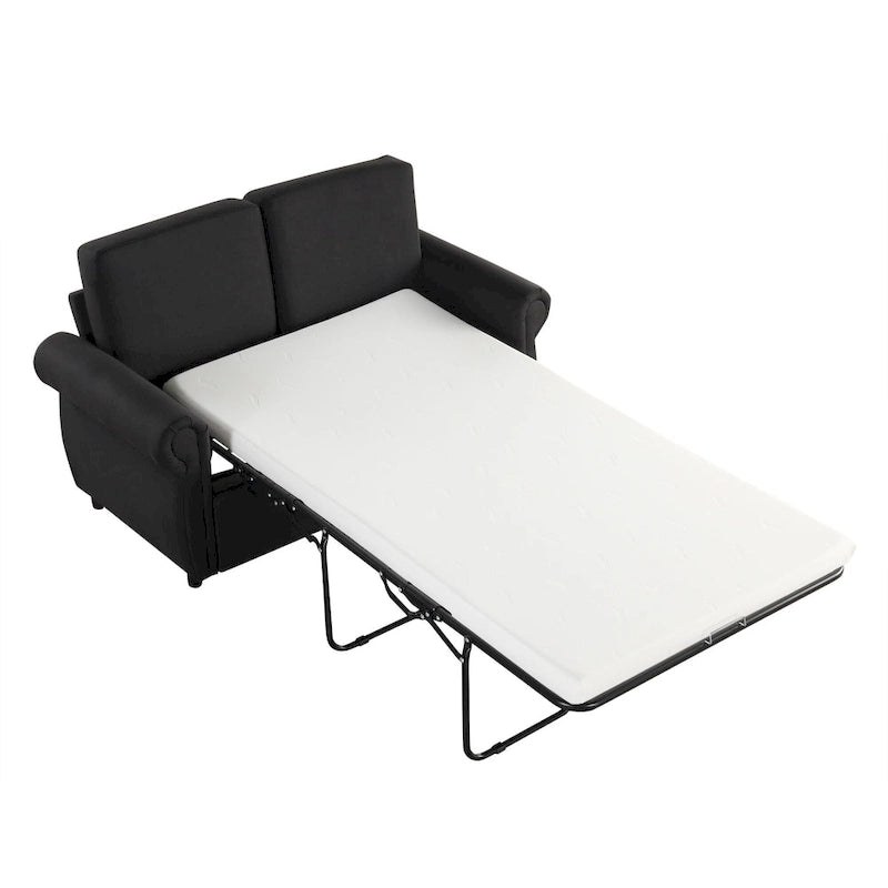 Roomfitters 57.9 uitschuifbare slaapbank-loveseat met matras van traagschuim in tweepersoonsformaat en twee USB-oplaadpoorten