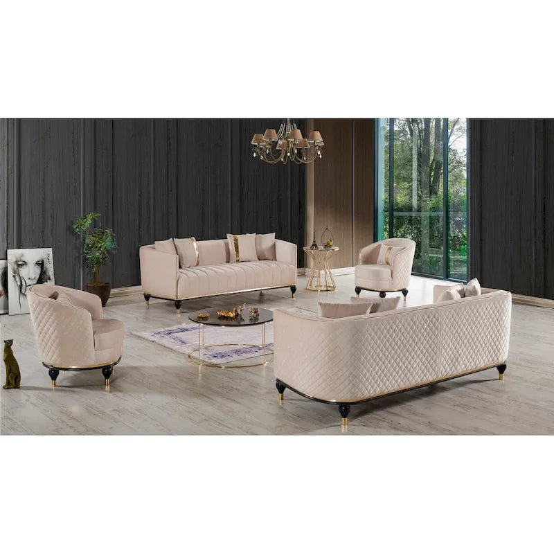 Ensemble de salon Kayo 4 pièces : 1 canapé, 1 causeuse et 2 fauteuils