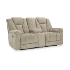 Elektrycznie rozkładana dwuosobowa sofa Marsh z regulowanym zagłówkiem i oświetleniem LED, beżowa, 76 Inch
