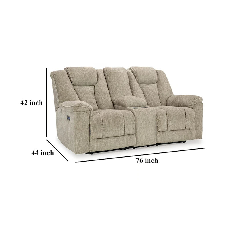 Elektrycznie rozkładana dwuosobowa sofa Marsh z regulowanym zagłówkiem i oświetleniem LED, beżowa, 76 Inch