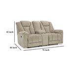 Elektrycznie rozkładana dwuosobowa sofa Marsh z regulowanym zagłówkiem i oświetleniem LED, beżowa, 76 Inch