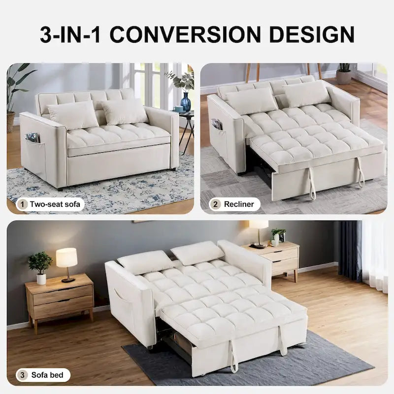 Modern, steppelt, átalakítható kétszemélyes kanapéágy – 68L x 55W x 20H