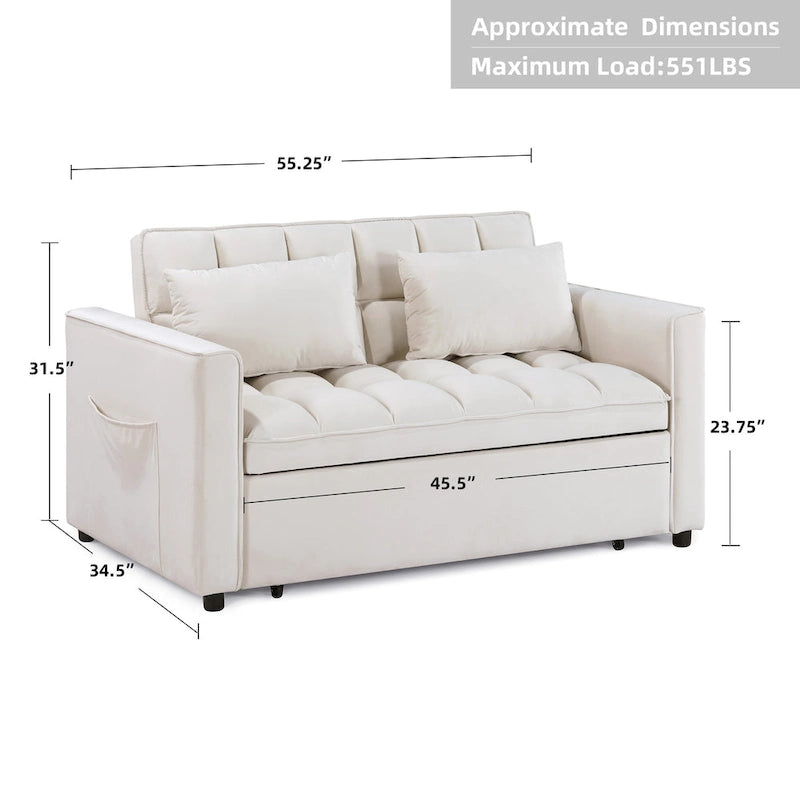 Modern, steppelt, átalakítható kétszemélyes kanapéágy – 68L x 55W x 20H