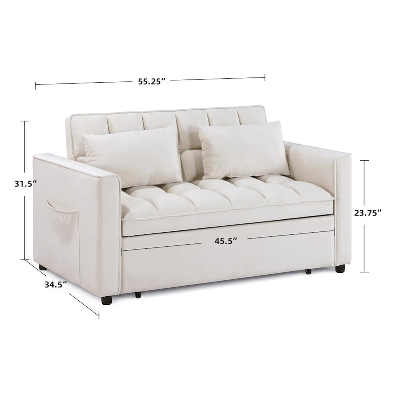 Modern, steppelt, átalakítható kétszemélyes kanapéágy – 68L x 55W x 20H