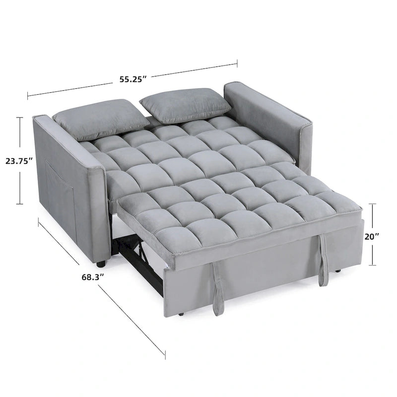 Modern, steppelt, átalakítható kétszemélyes kanapéágy – 68L x 55W x 20H