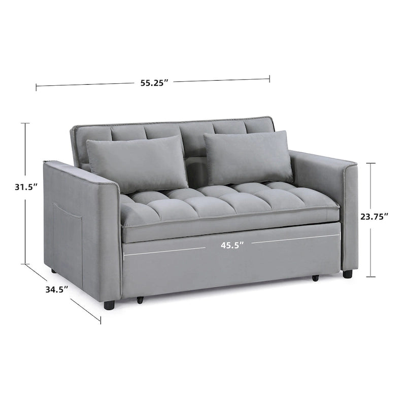Modern, steppelt, átalakítható kétszemélyes kanapéágy – 68L x 55W x 20H