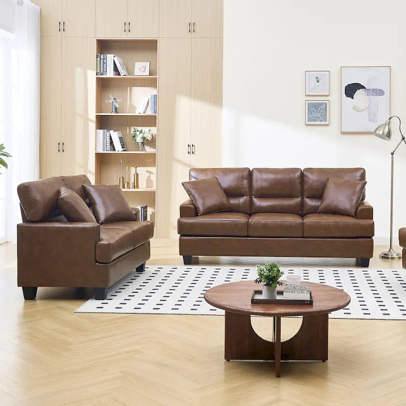 2-delige set fauteuil en bank van kunstleer van Morden Fort