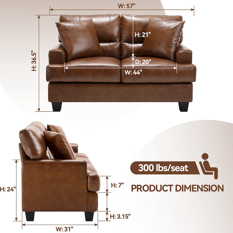 2-delige set fauteuil en bank van kunstleer van Morden Fort