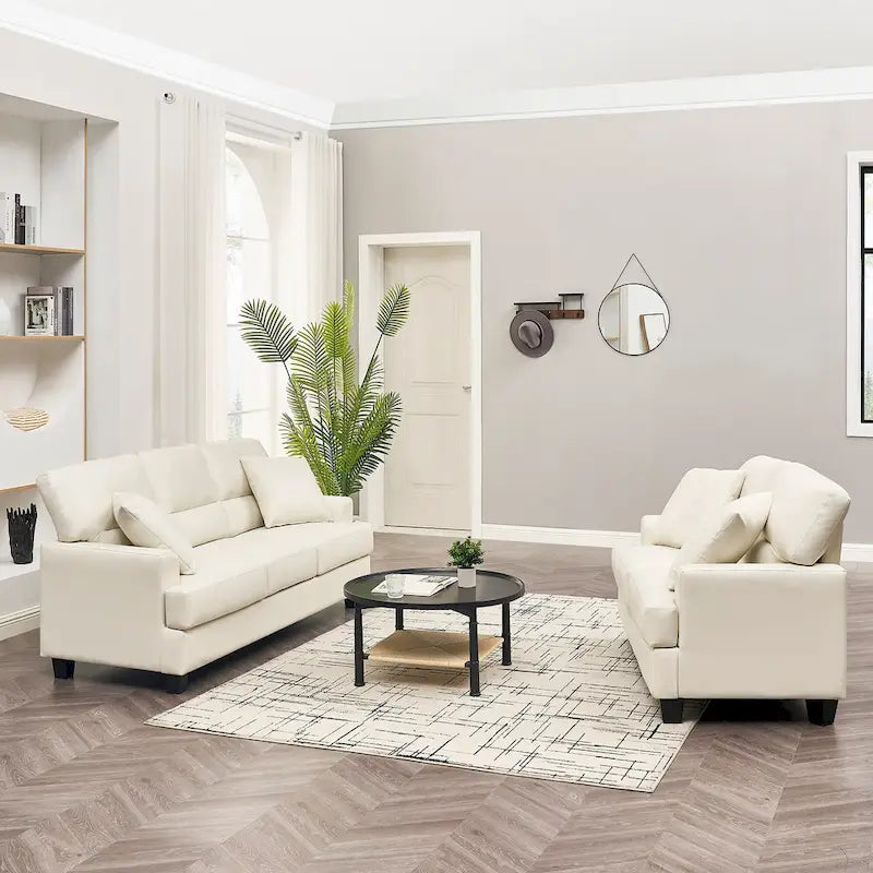 2-delige set fauteuil en bank van kunstleer van Morden Fort