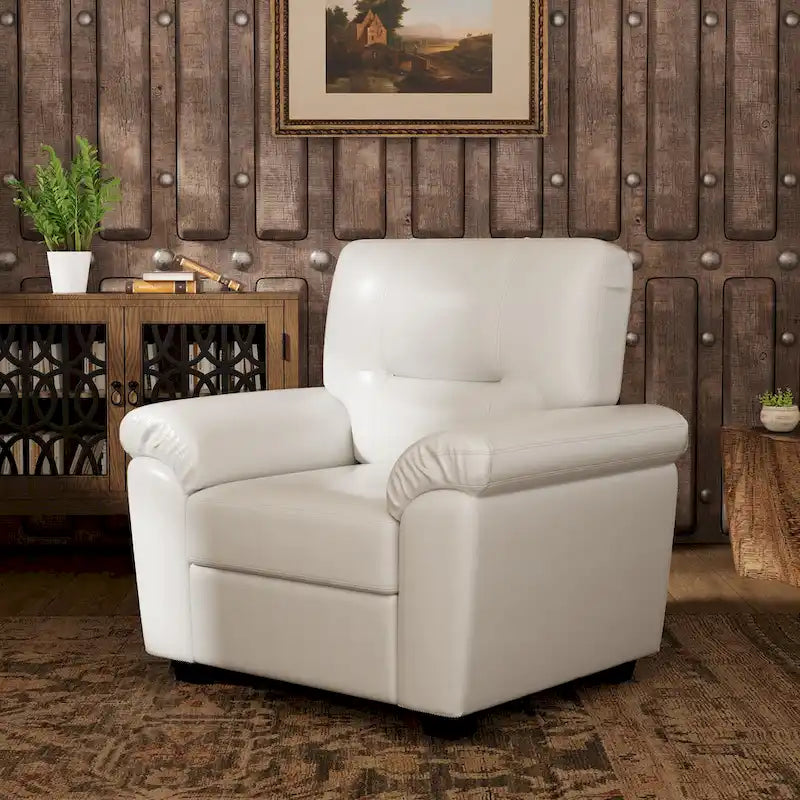 Ensemble de salon rembourré 4 pièces : fauteuil, causeuse et canapé en similicuir avec pouf