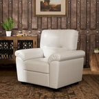 Ensemble de salon rembourré 4 pièces : fauteuil, causeuse et canapé en similicuir avec pouf