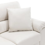 Ensemble de salon rembourré 4 pièces : fauteuil, causeuse et canapé en similicuir avec pouf